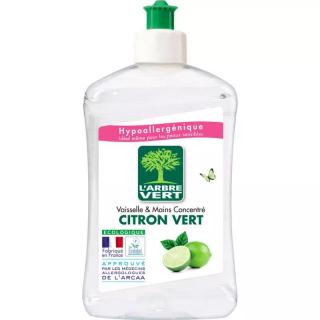 L'Arbre Vert Hypoalergénny prostriedok na riad, limetka, Francúzsko, 500ml (443477 Liquide vaisselle  mains citron vert 500ml)