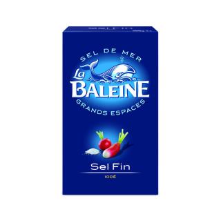 La baleine Morská soľ jemná, krabica 500g (223403 Sel fin iodé 500g - LA BALEINE)