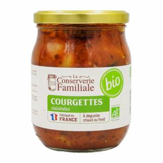 La Conserverie Familiale Cuketa s paradajkou a cibuľkou BIO, Francúzsko, pohár 520g (211055 Courgettes cuisinées BIO bcl 520g)