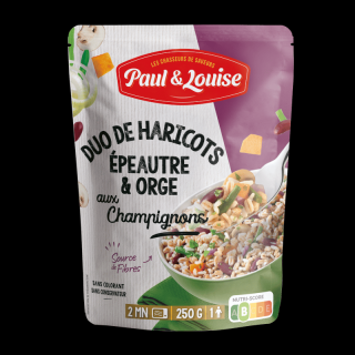Paul  Louise Duo fazuliek a obilnín so zeleninou a šampiňónmi, Francúzsko, Doypack 250g (DP-M42 DUO DE HARICOTS ÉPEAUTRE  ORGE AUX CHAMPIONS)