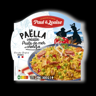 Paul  Louise Paella s kuracím mäsom, plodmi mora a chorizom, Francúzsko, MW tray 300g (TR-L86 PAELLA POULET ET FRUITS DE MER)