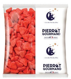 Pierrot Gourmand Penovo gumené bonbóny Jahodové srdce, Francúzsko, vrecko 1000g (122643 Pack 1kg gummies Strawberry Heart)