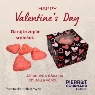 Pierrot Gourmand Valentín - Jahodové srdiečka v darčekovej krabičke, Francúzsko,  130g ( Valentine´s Strawberry hearts in a gift box)