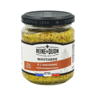 Reine de Dijon Horčica celozrnná podľa starodávnej receptúry, Francúzsko, pohár 190g  (179005 Moutarde ? l'ancienne . pot 190g Reine de Dijon )