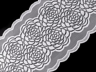 Elastická čipka / vsádka / behúň šírka 20 cm maslovo biela