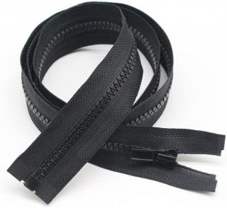 Kostený zips čierny hrubý - 70cm