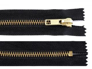 Kovový / mosadzný zips čierny šírka 6 mm dĺžka 20 cm