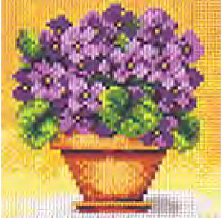 Predloha na vyšívanie 15x15cm - fialové kvety