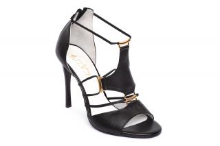 Sandále čierne elegantné s pevnou pätou KATI