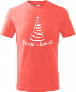 Detské tričko Veselé Vianoce korál (Detské tričko na vianoce)
