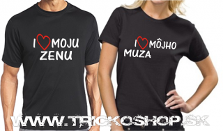 Duo čierne Milujem moju ženu/muža (Tričká pre páry)