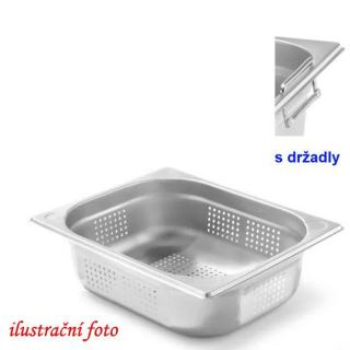GN 1/2 - 100 INOX - perforované s držadly