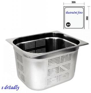 GN 2/3 - 100 INOX - perforovaná s držadly