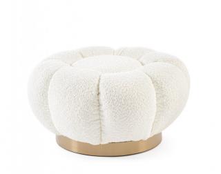 Puf Florel biela - bouclé