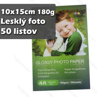 Fotopapier lesklý 180g 50 listov (10x15cm) (Papier pre atramentové tlačiarne Hewlett-Packard, Brother, Canon, Epson a Lexmark.)