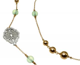 Diamantový dlhý Sartoire náhrdelník Moraglione 1922 s modrým chalcedónom