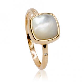 Diamantový prsteň s bielou perleťou Moraglione 1922