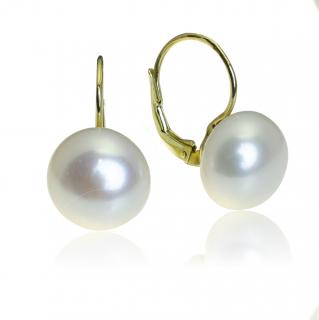 Zlaté náušnice s button perlou