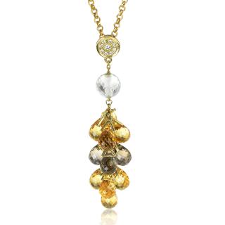 Zlatý náhrdelník s topásom, záhnedou, citrínom a diamantmi