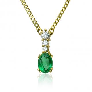 Zlatý náhrdelník so smaragdom a diamantmi
