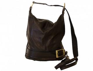 Dámska kožená kabelka / batoh S6940 - čierna
