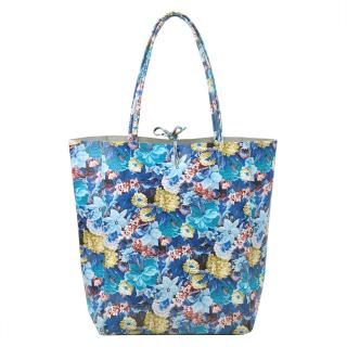Dámska kožená kabelka Patrizia 419-013-03 FL- modrá/ kvetinový vzor