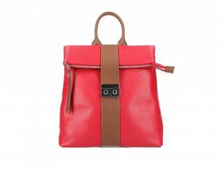 Dámsky kožený batoh S7173 - červený