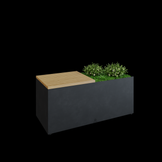 OFYR HERB GARDEN BENCH čierna záhradná lavička s priestorom na bylinky
