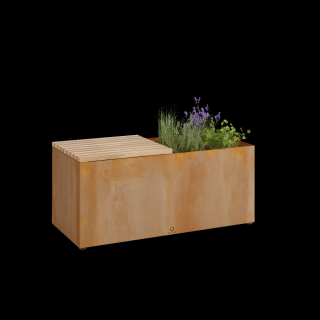 OFYR HERB GARDEN BENCH CORTEN záhradná lavička s priestorom na bylinky