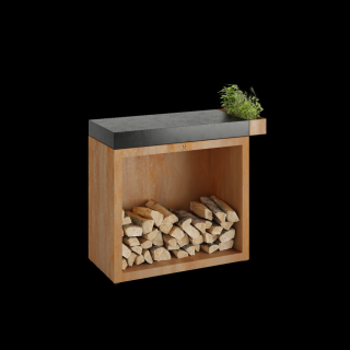 pracovný stolík OFYR BUTCHER BLOCK STORAGE 90 CORTEN+CERAMIC