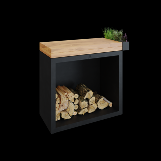 Príručný pracovný stolík OFYR BUTCHER BLOCK STORAGE 90 BLACK+TEAK WOOD
