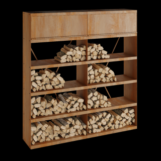 Regál na drevo WOOD STORAGE CORTEN 200