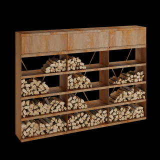 Regál na drevo WOOD STORAGE CORTEN 300
