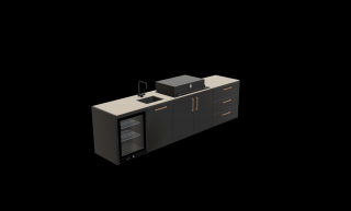 Záhradná kuchyňa Brabura 4modul Farba kuchyne: Anthracite Grey, Pracovná doska: Pietra DI Osso