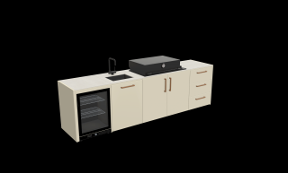 Záhradná kuchyňa Brabura 4modul Farba kuchyne: Pearl White, Pracovná doska: Pietra DI Osso