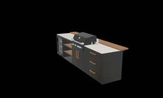 Záhradná kuchyňa Brabura 4modul Garden Bar / zástena: Barový pult TEAK