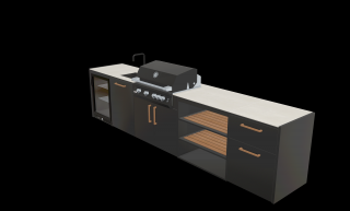 Záhradná kuchyňa Brabura 5modul Farba kuchyne: Anthracite Grey, Pracovná doska: Pietra DI Osso