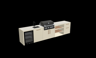 Záhradná kuchyňa Brabura 5modul Farba kuchyne: Pearl White, Pracovná doska: Pietra DI Osso