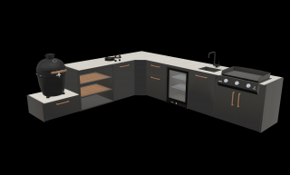 Záhradná kuchyňa Brabura L modul + GAS + plancha Farba kuchyne: Anthracite Grey, Pracovná doska: Pietra DI Osso
