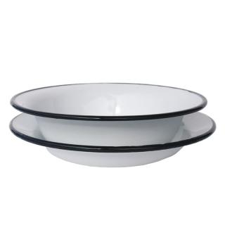 Biele smaltované taniere plytký a hlboký  (hlboký a plytký smaltovaný tanier biely )