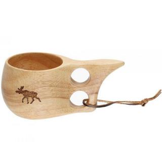 Drevený hrnček Kuksa Aurora Borealis s losom malý (tradičný drevený hrnček laponských Sámov s obrázkom losa)