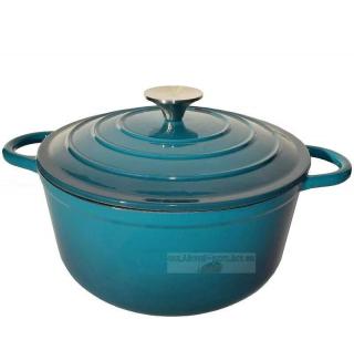 Liatinový hrniec s pokrievkou smaltovanou tyrtkysovou 3,6 L  ( liatinový, smaltovaný tyrkysový hrniec s pokrievkou)