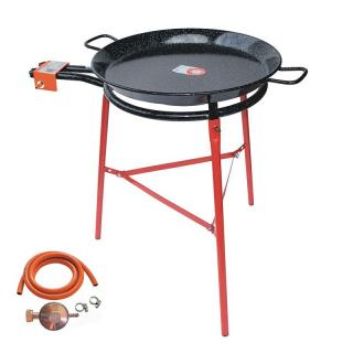 Set horák M50 Paella 50 cm dva okruhy s pripojením, stojan a panva smalt 65 cm (Ideálny varič na varenie nielen pod šírym nebom)