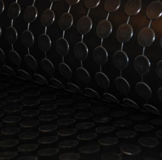 Gumová podlahovina s peniažkovým dezénom šírka 1,23 m hrúbka 4 mm čierna (Protišmyková guma na podlahu s nopkovým povrchom)