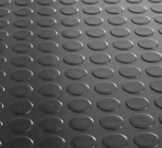 Gumová podlahovina s peniažkovým dezénom šírka 1,5 m hrúbka 3 mm čierna (Protišmyková guma na podlahu s nopkovým povrchom)