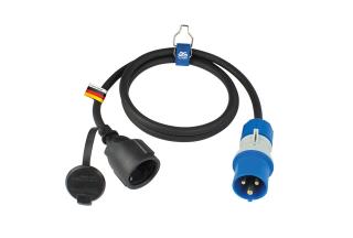 Adaptérový kabel s CEE zástrčkou a uzemňovacím kontaktem s ukazatelem napětí Powerlight