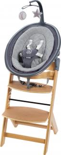 BabyGO Novorodenecký set FAMILY grey/natur (Jedálenská stolička + lehátko)