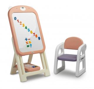 Detská tabuľa so stoličkou TED Toyz pink (Magnetická tabuľa)