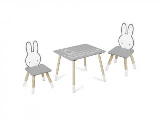 Detský Montessori set stolík + 2 stoličky Zajačik