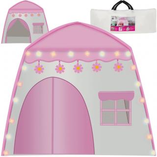 Detský stan - dievčenský so svetielkami ružový (ružový / pink )